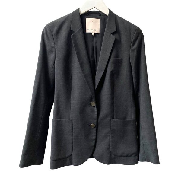 Aritzia Sunday Best Blazer Size 8 Charcoal Gray Light Wool Blend Womens Suit Jac - Picture 1 of 9